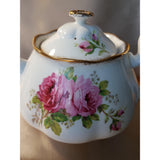 LOVELY Vintage Teapot,English Bone China 5 Cup Teapot,Royal Albert AMERICAN BEAUTY,Romantic Pink Cabbage Roses,Collectible Vintage Teapots