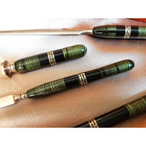 1920s ART DECO Bakelite Like 4 Pc Writing Desk Set, Openwork Silver Bands Inlay, Wax Seal Never Engraved, Antique Boxed Writing Set