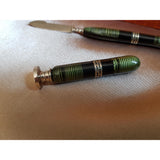 1920s ART DECO Bakelite Like 4 Pc Writing Desk Set, Openwork Silver Bands Inlay, Wax Seal Never Engraved, Antique Boxed Writing Set