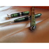 1920s ART DECO Bakelite Like 4 Pc Writing Desk Set, Openwork Silver Bands Inlay, Wax Seal Never Engraved, Antique Boxed Writing Set