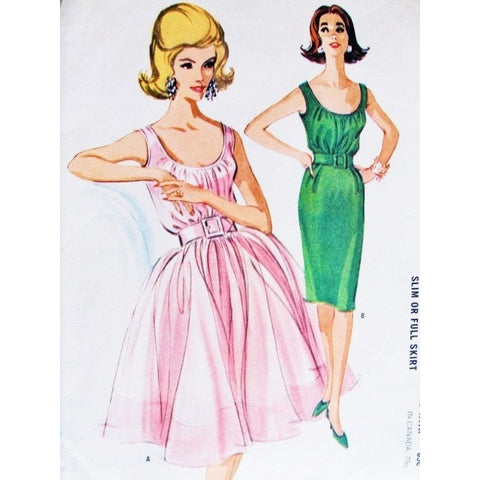 60s Cocktail Dress Pattern McCalls 6607 Shirred Bodice Slim Wiggle or Bouffant Gathered Full Skirt Vintage Sewing Pattern Bust 34 UNCUT