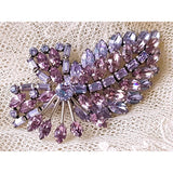 STUNNING SHERMAN Signed Brooch, Sparkling Lavender Light Purple Crystal Pin,Layered Vintage Brooch,Collectible Jewelry,Mid Century Brooches