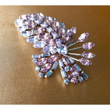 STUNNING SHERMAN Signed Brooch, Sparkling Lavender Light Purple Crystal Pin,Layered Vintage Brooch,Collectible Jewelry,Mid Century Brooches