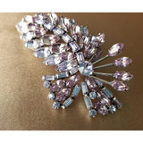 STUNNING SHERMAN Signed Brooch, Sparkling Lavender Light Purple Crystal Pin,Layered Vintage Brooch,Collectible Jewelry,Mid Century Brooches