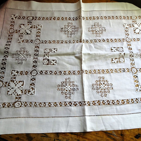 GORGEOUS Antique Victorian Fancy Table Topper, Centerpiece, Tray Cloth,Amazing Hand Drawnthread Work,French Decor,Collectible Vintage Linens