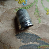 LOVELY Antique Thimble Holder Box and Silver Thimble, Embroidered Velvet Box, Chester Sterling Thimble, Collectible Antique Sewing Tools