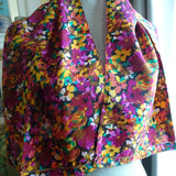 VINTAGE Silk Scarf, FLOWER POWER, Pretty Colors, Looks Never Used, Collectible Vintage Scarves