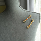 UNIQUE Pair of ART DECO Pins, Cut Glass and Embossed Metal, 1920s-30s Brooches, Collectible Vintage Jewelry