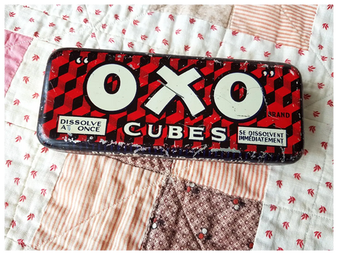 ANTIQUE Colorful OXO Cubes Tin, Decorative Vintage Tin,Farm House Decor, Kitchen Tins,Collectible Advertising Tins