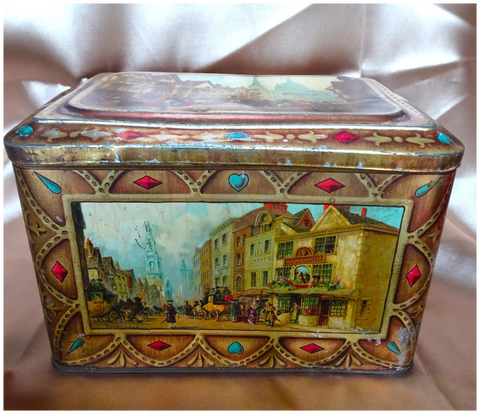 Antique Keen's Mustard Advertising Tin, Stunning Litho Graphics, British Tin, Gorgeous Colors and Scenes, Farmhouse Décor, Collectible English Tins