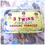 RARE Antique 3 Twins Fine Cut Smoking Tobacco Tin, Landau & Cormack, Wonderful Graphics, 3 Gibson Like Ladies, Collectible Advertising, Vintage Tins