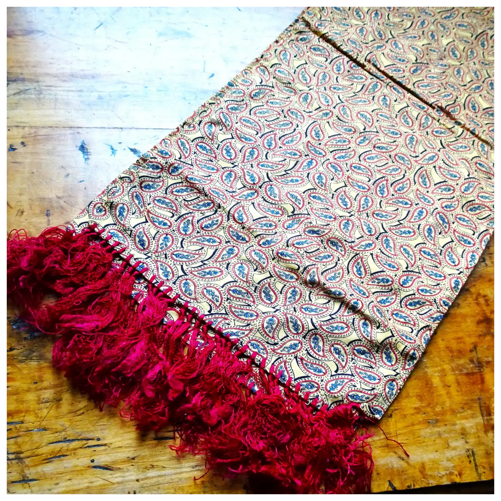 FAB 1940s Vintage Men's Scarf, ART DECO Style ,Fringe Paisley Scarf ,Tootal Scarf, England Gentlemans Elegant Scarf, Forties Era Menswear, Film Noir Scarves