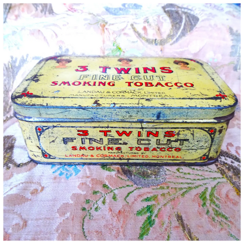 RARE Antique 3 Twins Fine Cut Smoking Tobacco Tin, Landau & Cormack, Wonderful Graphics, 3 Gibson Like Ladies, Collectible Advertising, Vintage Tins