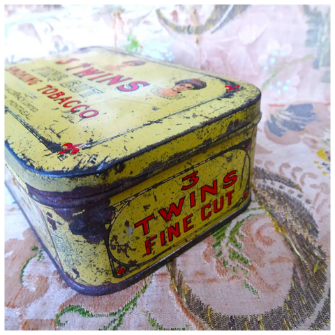 RARE Antique 3 Twins Fine Cut Smoking Tobacco Tin, Landau & Cormack, Wonderful Graphics, 3 Gibson Like Ladies, Collectible Advertising, Vintage Tins