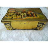 VINTAGE English Candy Tin,Hinged Lid Tin,Gold Coaching Scene,Luxury Litho Box,Vintage Advertising,Canisters,Tin Boxes,Collectible Tins