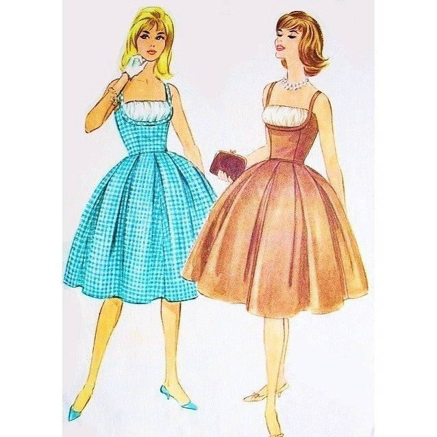 60s Bardot SEXY Cocktail Dress Pattern McCalls 5406 Beautiful Fitted Bodice Shirred Shelf Bust Box Pleated Skirt B 35 Vintage Sewing Pattern