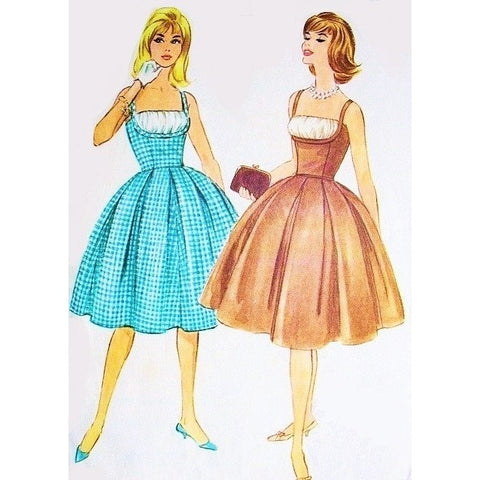 60s Bardot SEXY Cocktail Dress Pattern McCalls 5406 Beautiful Fitted Bodice Shirred Shelf Bust Box Pleated Skirt B 35 Vintage Sewing Pattern
