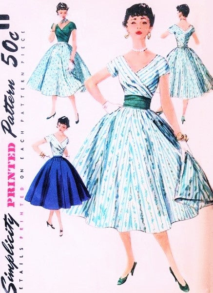 SIMPLICITY 1123 LOVELY 1950s Day or Party Cocktail Dress Pattern Rocka – A Vintage shop
