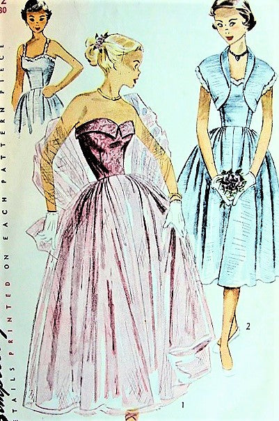1940s BEAUTIFUL Strapless Evening Party Dress and Bolero Pattern SIMPL A Vintage shop 1940s BEAUTIFUL Strapless Evening Party Dress and Bolero Pattern SIMPL A Vintage shop
