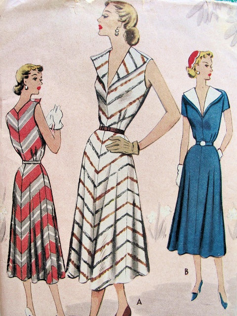 retro summer dress patterns 1950s PRETTY Summer Dress Pattern SIMPLICITY 4641 Two Styles Full Skirted Dress Bust 30 Vintage Sewing Pattern