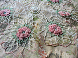 CHARMING Vintage FIGURAL Floral Doily, Raised Roses Flowers,Hand Crocheted Doily Center Piece,Farmhouse Decor,French Country Cottage,Collectible Doilies,Vintage Decor