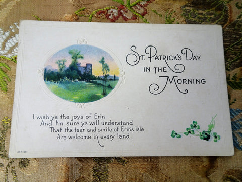 1910s Antique Vintage Postcard, Irish St Patricks Day Card ,Perfect For An Irish Friend,Never Used Antique Postcard, Collectible Postcards