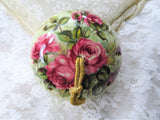 BEAUTIFUL Vintage Pomander ,Potpourri Holder , Hanging Potpourri Ornament ,Romantic Gifts, Floral Pomander, Porcelain Pomander,PINK Roses ,Air Freshener,Vintage Vanity Display