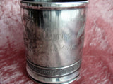 BEAUTIFUL Antique Victorian Silver Baby Cup Christening Mug Floral Engraved Meridan Silver Dated July 31st 1887 Collectible Silver