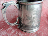 BEAUTIFUL Antique Victorian Silver Baby Cup Christening Mug Floral Engraved Meridan Silver Dated July 31st 1887 Collectible Silver