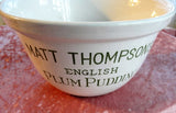 FABULOUS Antique English Green Text Plum Pudding Bowl Quick Cooker Matt Thompson's English Adams and Sons Victorian Advertising kitchenalia Collectible
