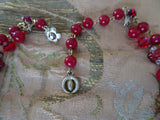 GLAMOROUS Art Glass Necklace, Signed Regency Jewels, Stunning Glass Beads, Double Strand Art Glass Necklace,MCM Red Glass, Collectible Vintage Jewelry