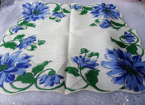 CHARMING Vintage Printed Floral Hanky Colorful Flowers Handkerchief To Frame Collectible Hankies,1950s Hankies, 1950s Hanky, 1950s Handkerchiefs, Mid Century Hankies