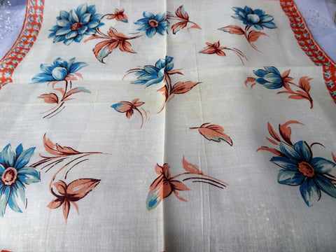 LOVELY Vintage Printed Floral Hanky Colorful Flowers Handkerchief To Frame Collectible Hankies,1950s Hankies, 1950s Hanky, 1950s Handkerchiefs, Mid Century Hankies