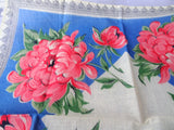 BEAUTIFUL Vintage Printed Floral Hanky Colorful Flowers Handkerchief To Frame Collectible Hankies,1950s Hankies, 1950s Hanky, 1950s Handkerchiefs, Mid Century Hankies