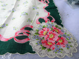 GORGEOUS Vintage Printed Floral Hanky Colorful Flowers Handkerchief To Frame Collectible Hankies,1950s Hankies, 1950s Hanky, 1950s Handkerchiefs, Mid Century Hankies