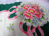 GORGEOUS Vintage Printed Floral Hanky Colorful Flowers Handkerchief To Frame Collectible Hankies,1950s Hankies, 1950s Hanky, 1950s Handkerchiefs, Mid Century Hankies