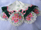GORGEOUS Vintage Printed Floral Hanky Colorful Flowers Handkerchief To Frame Collectible Hankies,1950s Hankies, 1950s Hanky, 1950s Handkerchiefs, Mid Century Hankies