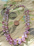 SPARKLING Pink Cut Crystal Bead Necklace,Gorgeous Glittering High Quality 1950s Crystal Double Strand Necklace,Day Evening or Bridal Jewelry