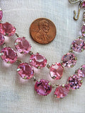 SPARKLING Pink Cut Crystal Bead Necklace,Gorgeous Glittering High Quality 1950s Crystal Double Strand Necklace,Day Evening or Bridal Jewelry