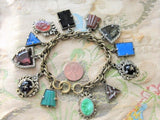 STUNNING Art Deco Czech Glass FOB Charm Bracelet 12 Detailed Watch Fobs,Quality 1920s-30s Unique Bracelet,Collectible Czech Glass Jewelry