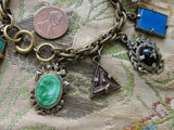STUNNING Art Deco Czech Glass FOB Charm Bracelet 12 Detailed Watch Fobs,Quality 1920s-30s Unique Bracelet,Collectible Czech Glass Jewelry