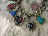 STUNNING Art Deco Czech Glass FOB Charm Bracelet 12 Detailed Watch Fobs,Quality 1920s-30s Unique Bracelet,Collectible Czech Glass Jewelry