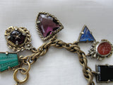 STUNNING Art Deco Czech Glass FOB Charm Bracelet 12 Detailed Watch Fobs,Quality 1920s-30s Unique Bracelet,Collectible Czech Glass Jewelry