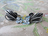 STRIKING Vintage Signed Continental Earrings, Screw Back Earrings Silver Tone and Sparkling Crystal Rhinestones Vintage Collectible Jewelry