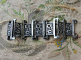 1960s 70s FABULOUS Robert Larin Brutalist Modernist Signed Wide Cuff Bracelet Silver and Pewter Large Bracelet UNIQUE Design Vintage Jewelry