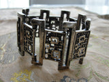1960s 70s FABULOUS Robert Larin Brutalist Modernist Signed Wide Cuff Bracelet Silver and Pewter Large Bracelet UNIQUE Design Vintage Jewelry