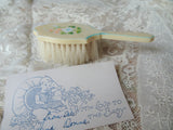 VINTAGE Sweet Hand Painted Baby Hair Brush Comb Set, FRENCH Ivory Celluloid, Pink Blue White ROSES Flowers, Baby Shower Gift, Doll Prop, Vanity,Collectible Vintage Baby Items