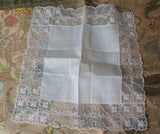 BEAUTIFUL Vintage Lace Hanky,BRIDAL WEDDING Handkerchief,Breathtaking Bridal Hankie,Fancy Wide Tambour Lace,Collectible Lace Hankies