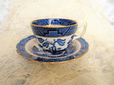 BEAUTIFUL Vintage Blue willow Teacup and Saucer, English Made, Blue and White China, Deep Saucer, Collectible Vintage Cups and Saucers