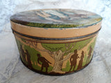 BEAUTIFUL Antique Huntley and Palmers English Biscuit Tin,Regency Pretty Girl and 2 Handsome Men, Collectible Antique Tins